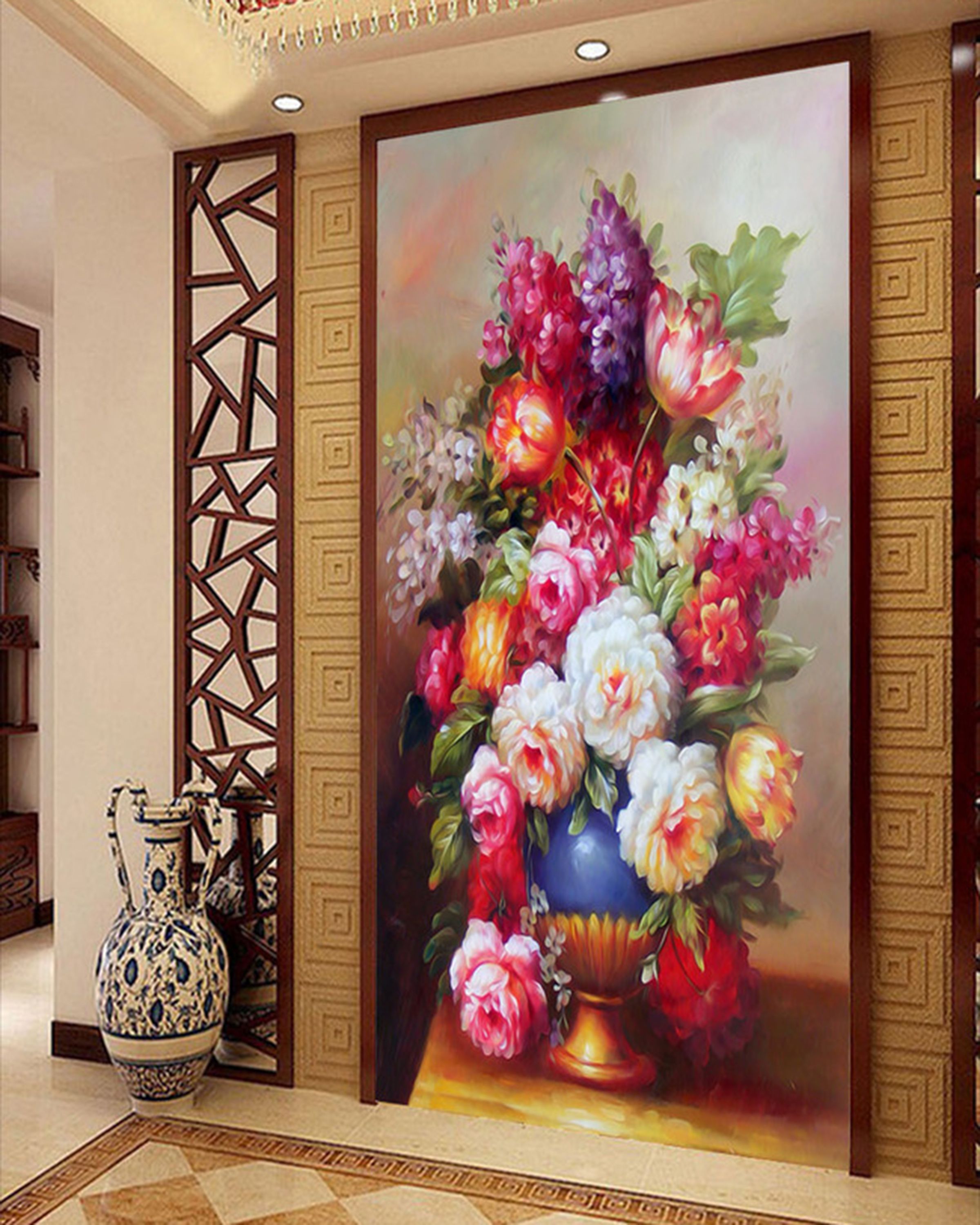 Decor Decals Stickers Vinyl Art Home Garden Self Adhesive 3d Oil Painting Flowers Living Room Door Murals Sticker Wallpaper C Sanei Co Jp