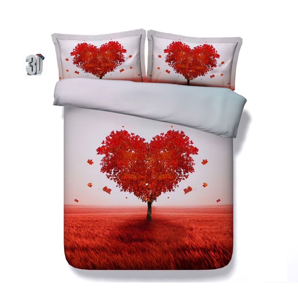 150x200cm 3d Maple Tree Print Duvet Cover Set Bedding With