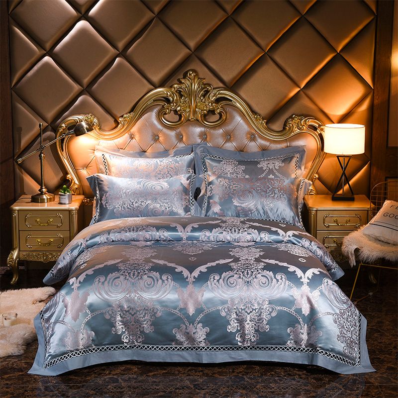 Jacquard Bedding Set Luxury Satin Bed Set Embroidered Duvet Quilt