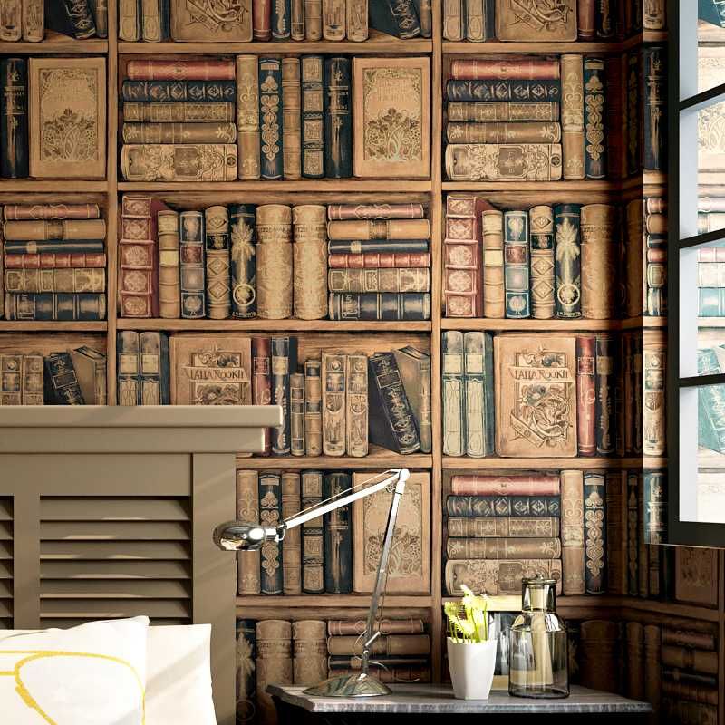 Bookcase Bookshelf Wallpaper 3d Three Dimensional Chinese