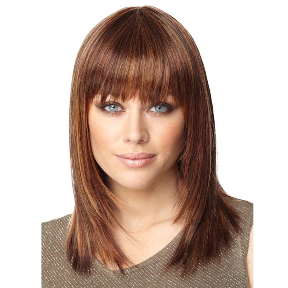 Short Straight Natural Wave Brown Hair Medium Dark Brown Wigs With