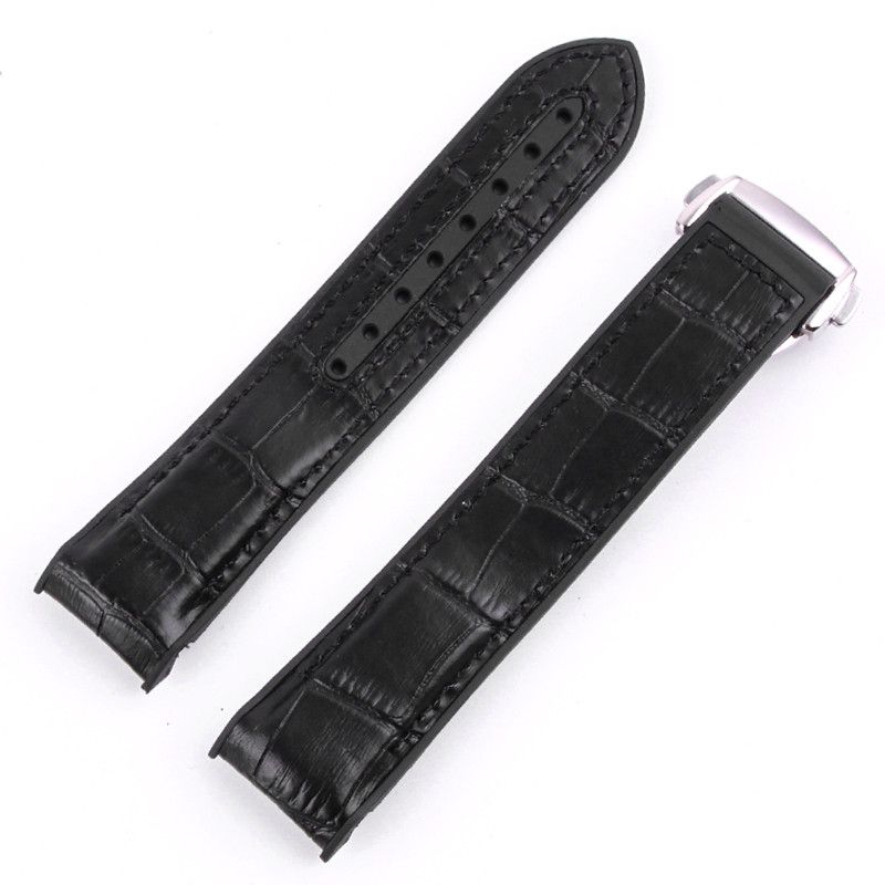 22mm black white leather rubber