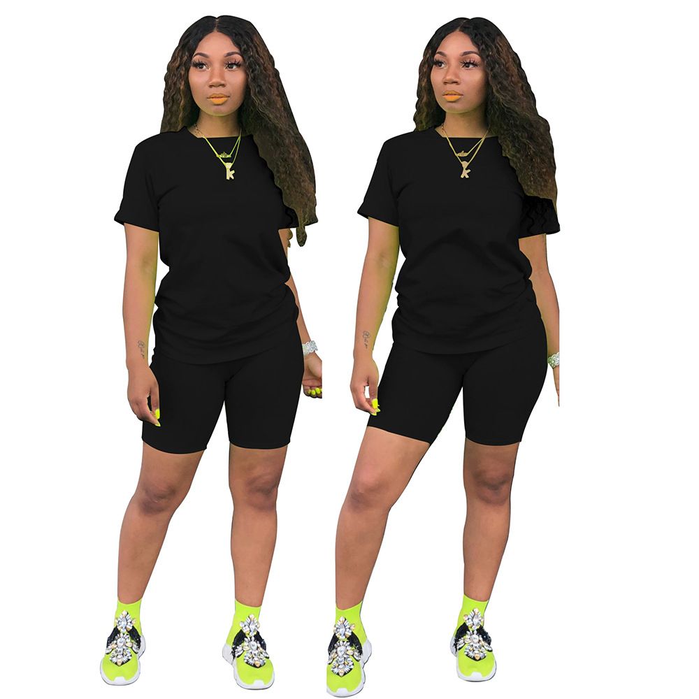 Women Lightweight Tracksuit Solid Two Piece Shorts Sets Sports Outfit Shirt  Shorts Jogger Sportswear Set Activewear