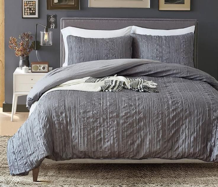 Grey Bedding Set Drape Duvet Cover Bedsheet With Two Pillowcase