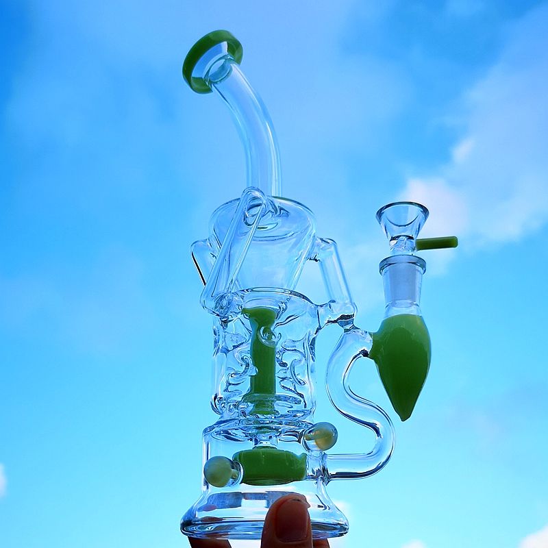 2020 Turbine Perc Glass Bong Double Recycler Tornado Dab Rig Art Bong