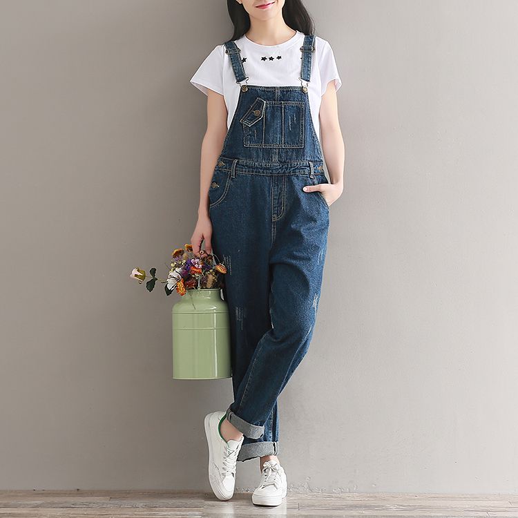 fitted jean jumpsuit