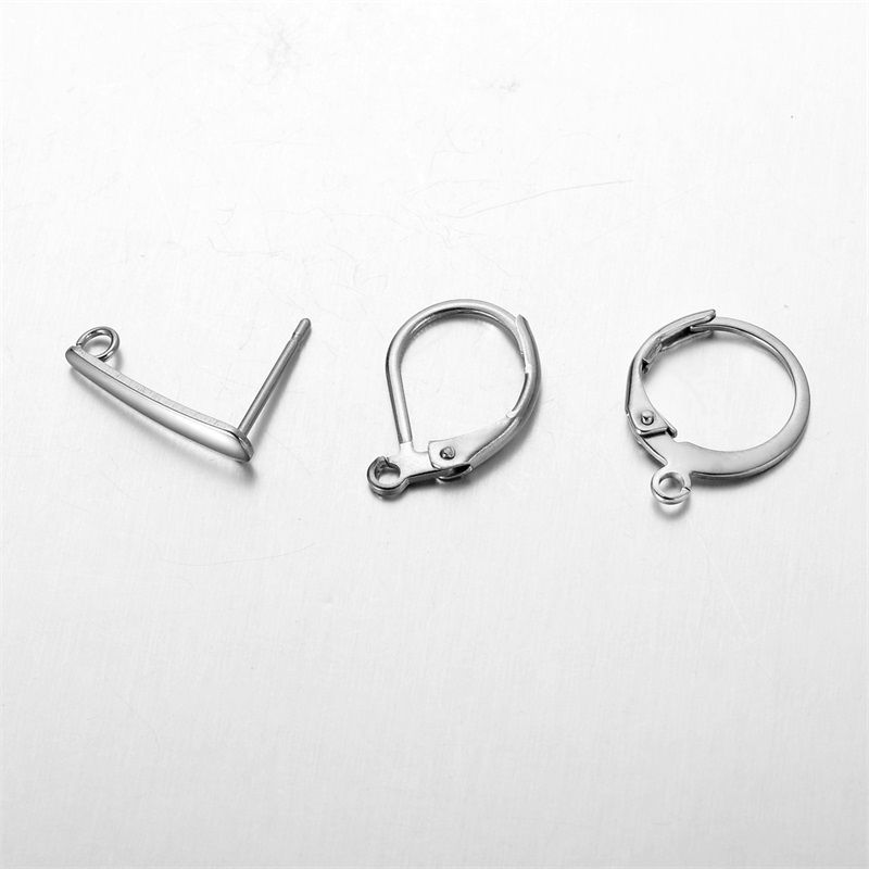 10PCS Stainless Steel Silver Tone Ear Wire Lever Back Open Loop French Earring Hook Jewelry 14.5mmx12mm
