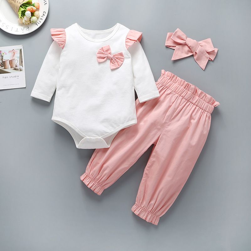 2020 100% Cotton Newborn Baby Clothes White Pink Romper Outfit Kids ...