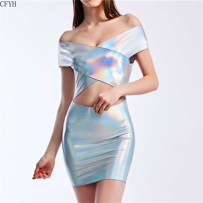 holographic mini dress
