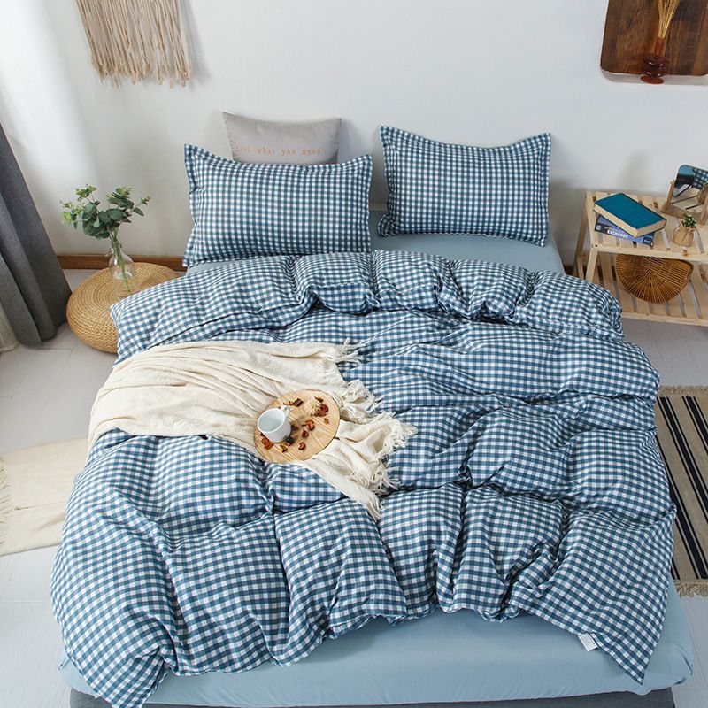 Plaids 4pcs Bed Cover Set Duvet Cover Bed Sheets Pillowcases Bedding Set