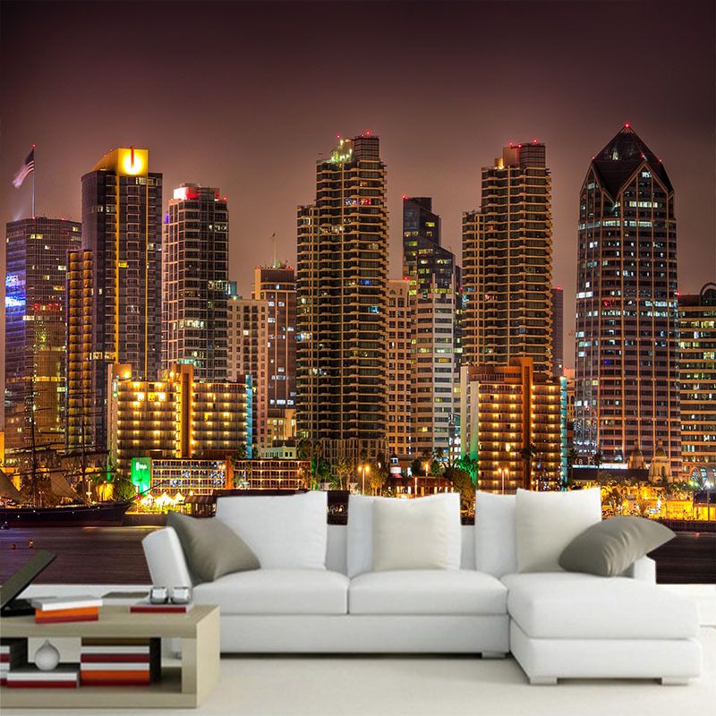 3d Large City Building Night Scene Large Mural Wallpaper Living Room Sofa Tv Background Wallpaper Bedroom Study Wall Cover Colorful Wallpaper Colour