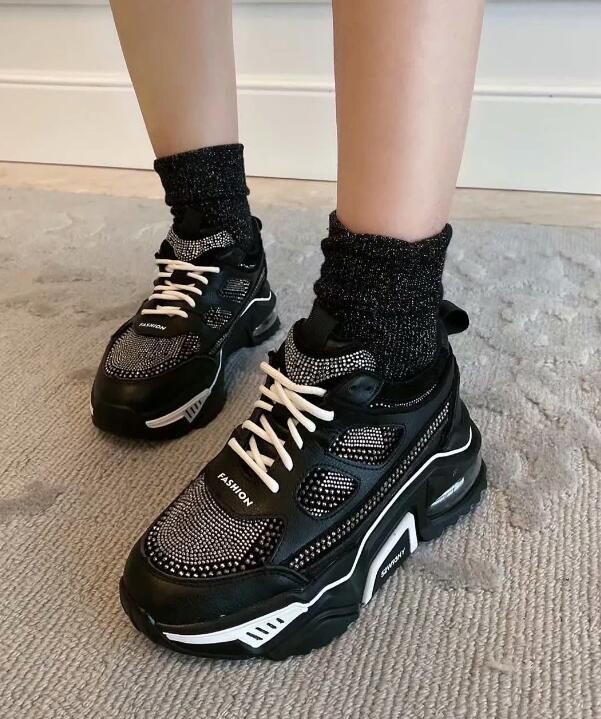2021 Nieuw Lederen Rhinestone Schoenen Dames Platform Casual Schoenen  Kristallen Mode Dames Dikke Bodem Sneakers Comfortabele Femme Van  Brand_fashion, 103,96 € |DHgate