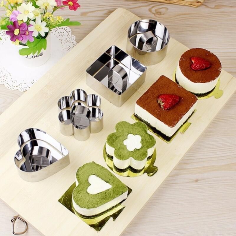 2020 Mini Mousse Cake Mold Stainless Steel Square Round Heart Shape
