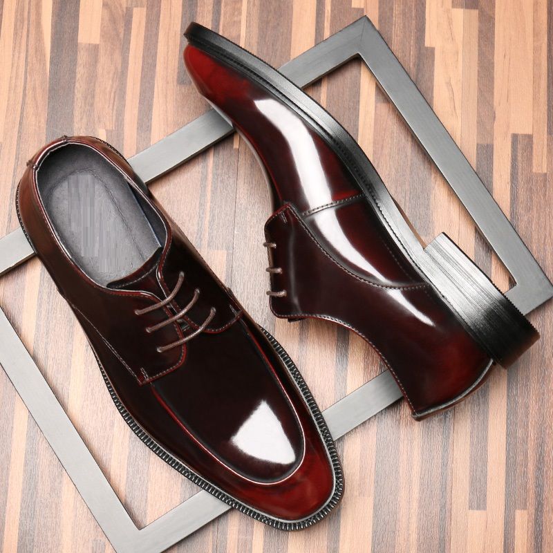 mens burgundy patent leather shoes