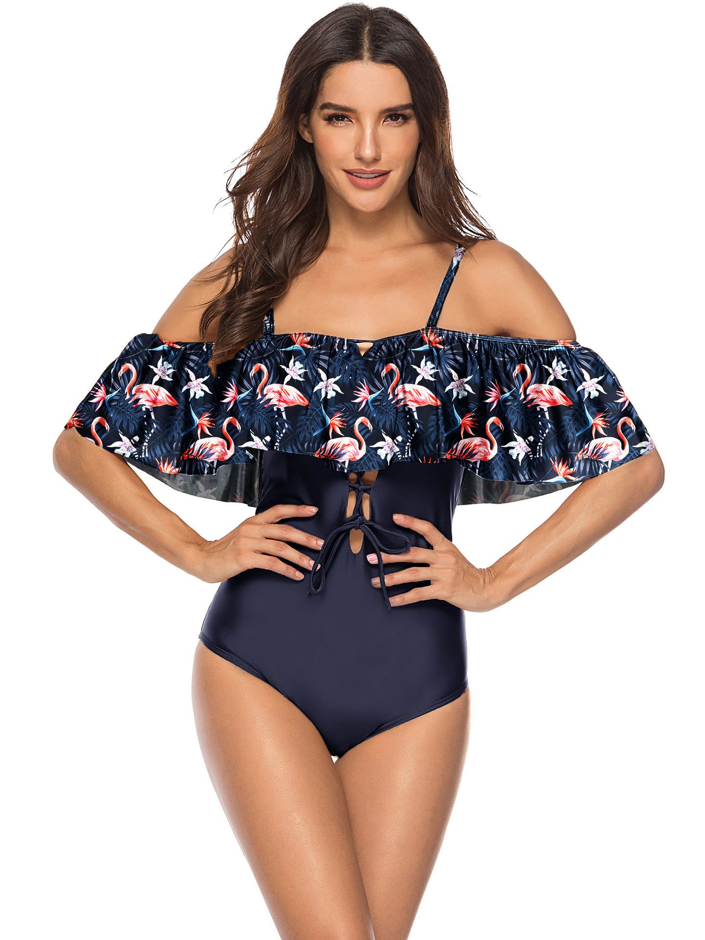 plus size swimwear off shoulder