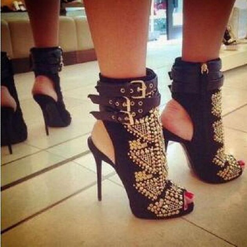 black wrap high heels