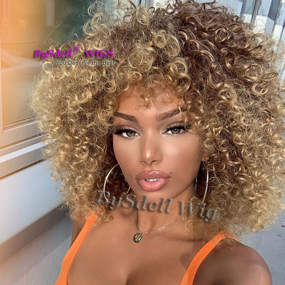 Celebrity Dark Color Hair Wig Punk Frizzy Kinky Curly Brown Hair