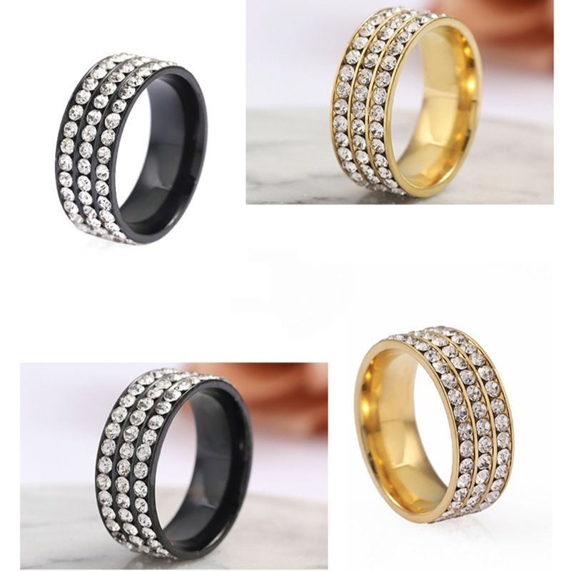 MOWEN Jewelry Stainless Steel retro black Rhinestone black Crystal Ring for Men jewelry,Gold silver