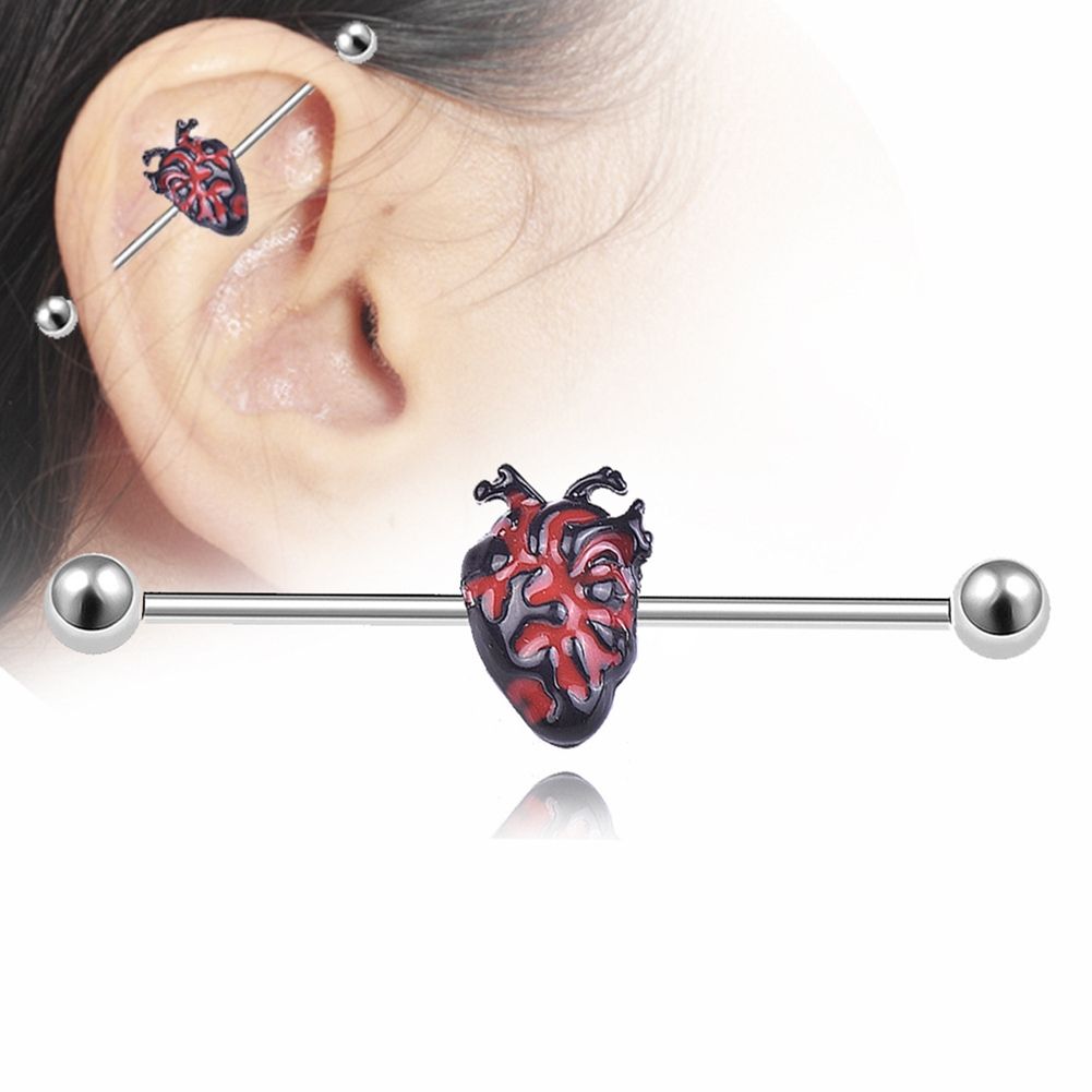 2020 Fashion Skull Enamel Long Ear Piercing Industrial Barbell Ring