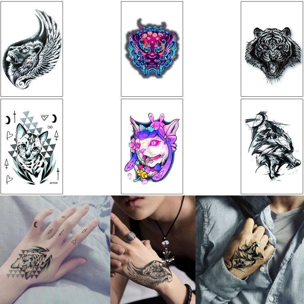 Hand Art Tattoo Animal Sticker Cool Lion Tiger Cute Cat Wolf Decal for Woman Man Fans Brother Party Body Makeup Waterproof Temporary Tattoos Hand Art Tattoo Animal Sticker Cool Lion Tiger Cute Cat Wolf Decal for Woman Man Fans Brother Party Body Makeup Waterproof Temporary Tattoos