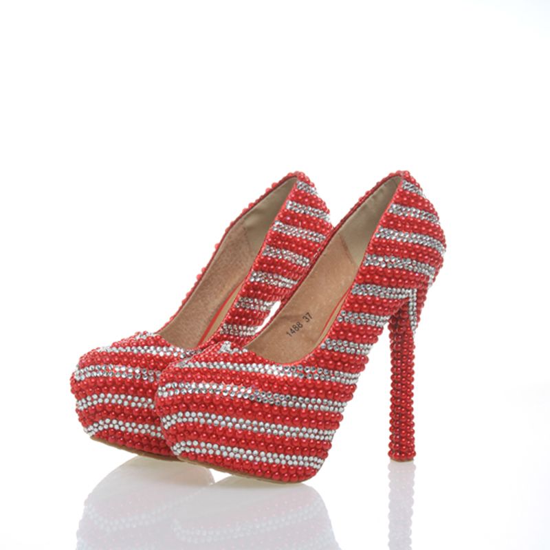 red and silver heels