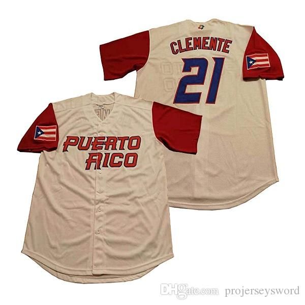 Roberto Clemente #21 Puerto Rico World Classic Baseball Jersey Men 