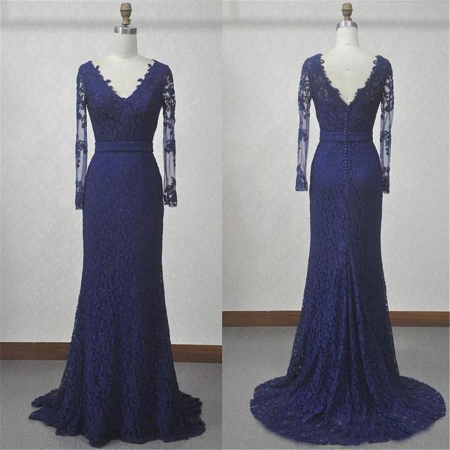 mother of the bride long navy dress