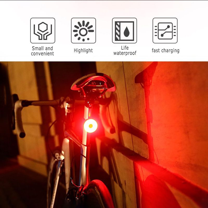 Bicycle Rear Light USB Rechargeable IPX8 Waterproof Bike Light For MTB Helmet