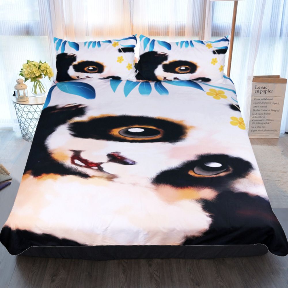 3d Home Textile Duvet Cover Pillow Case Panda Cartoon Bedding Set