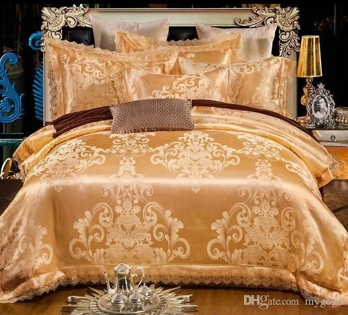 200 230cm Gold Silver Coffee Jacquard Luxury Bedding Set Size
