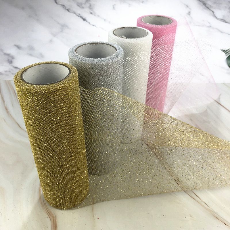 9 2m Glitter Organza Tulle Roll Spool Fabric Ribbon Diy Tutu Skirt
