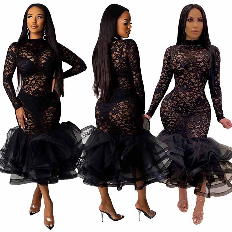 bodycon dress with ruffles at the bottom
