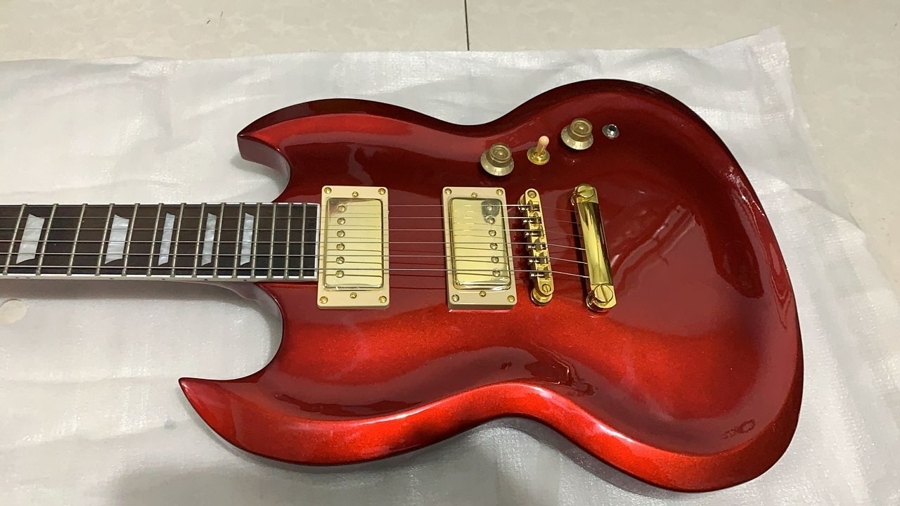 Custom Shop SG Diablo Guitar Double Cutaway Metallic Red Electric Guitar  Contour Shaped Body, Keystone Grover Tuners, Gold Hardware From Ac_dc,  $235.92 | DHgate.Com