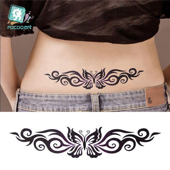 Hot 2019 Black Butterfly flower tattoo design temporary tribal body tattoo sticker arm leg belly tattoo for women waterproof Hot 2019 Black Butterfly flower tattoo design temporary tribal body tattoo sticker arm leg belly tattoo for women waterproof