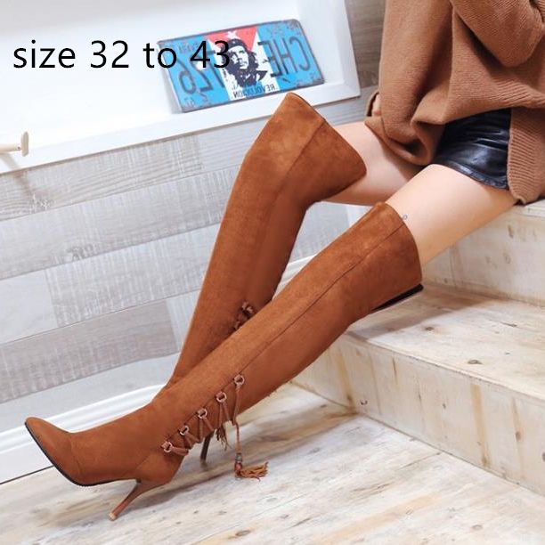 orange suede thigh high boots