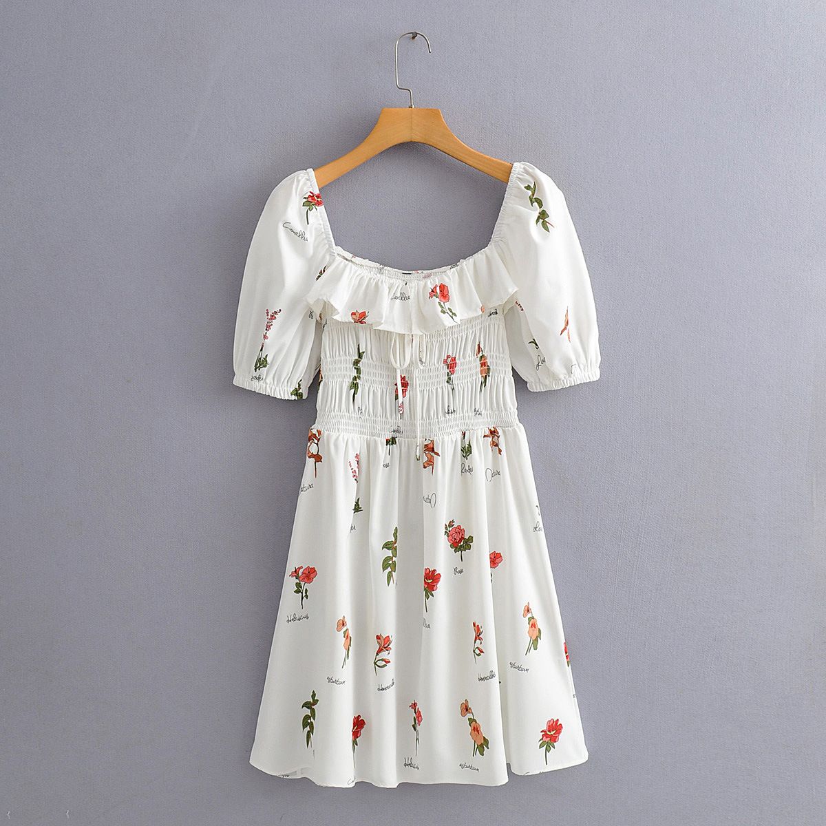 white floral short dress
