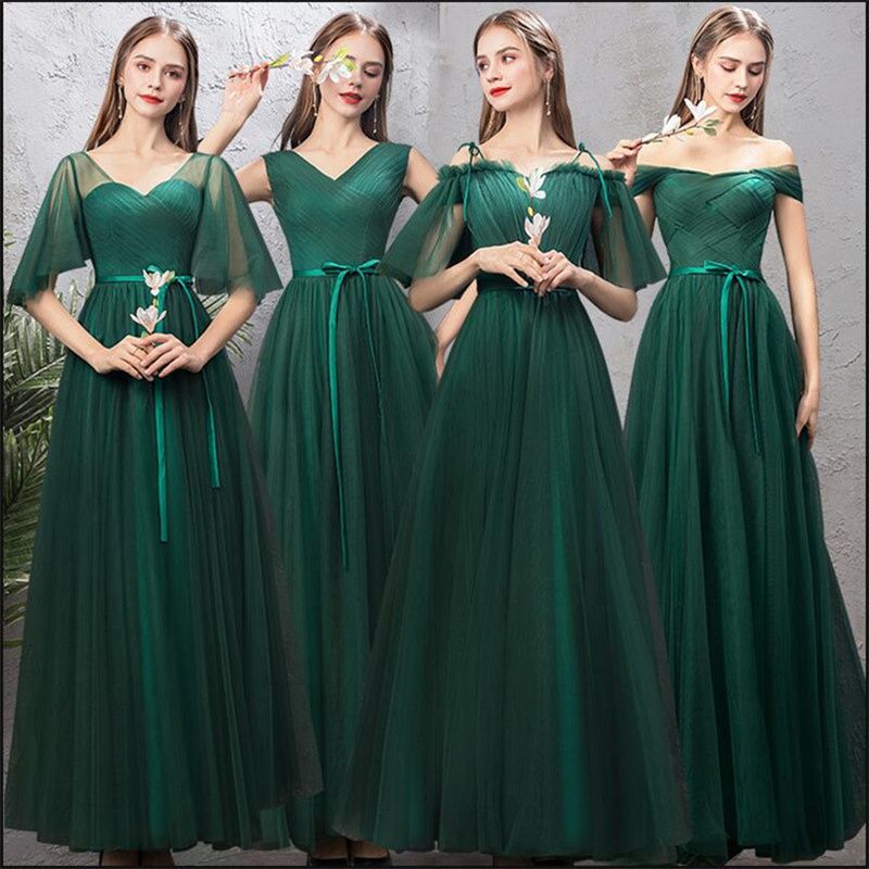 Nuevo Vestido De Dama De Honor Largo Verde Esmeralda Formal Simple Graduación Vestido De Fiesta Para Niñas Vestido Dama De Honra Incomparable De 113,56 € | DHgate