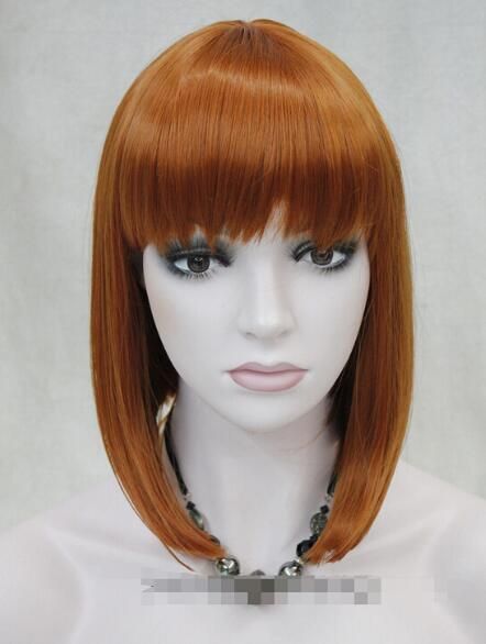 Free Shippin Excellent Bob Fox Red Straight Bangs Women Ladies