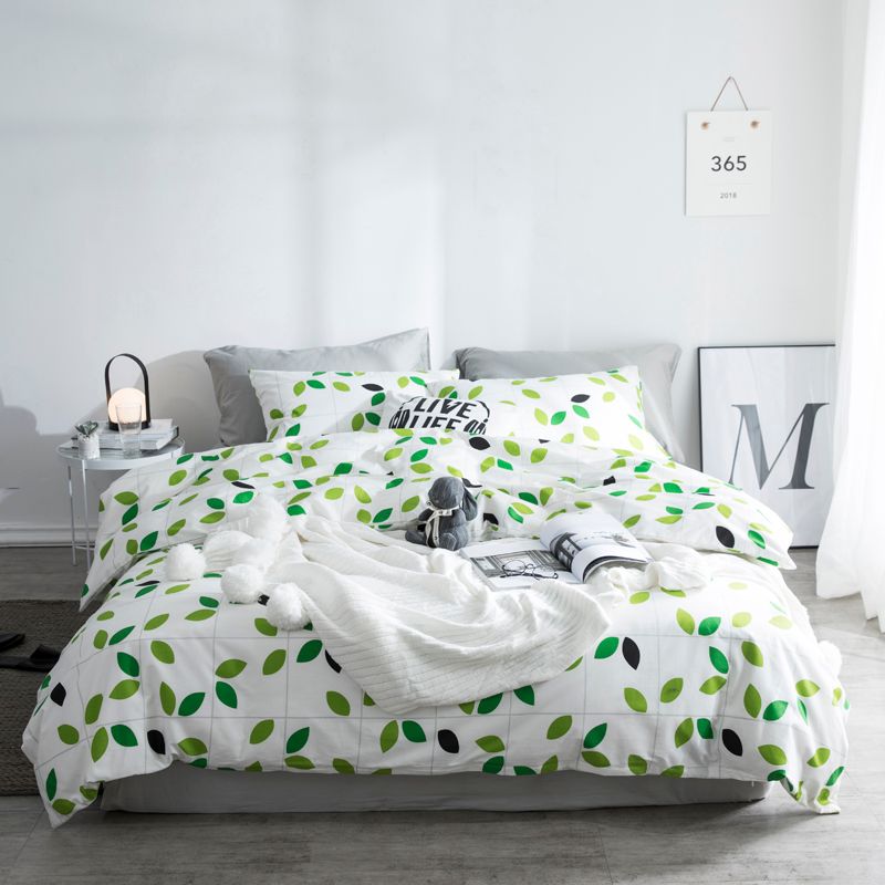 Spring Green Leaves Tropical Leaf Bedding Set Twin Queen Size
