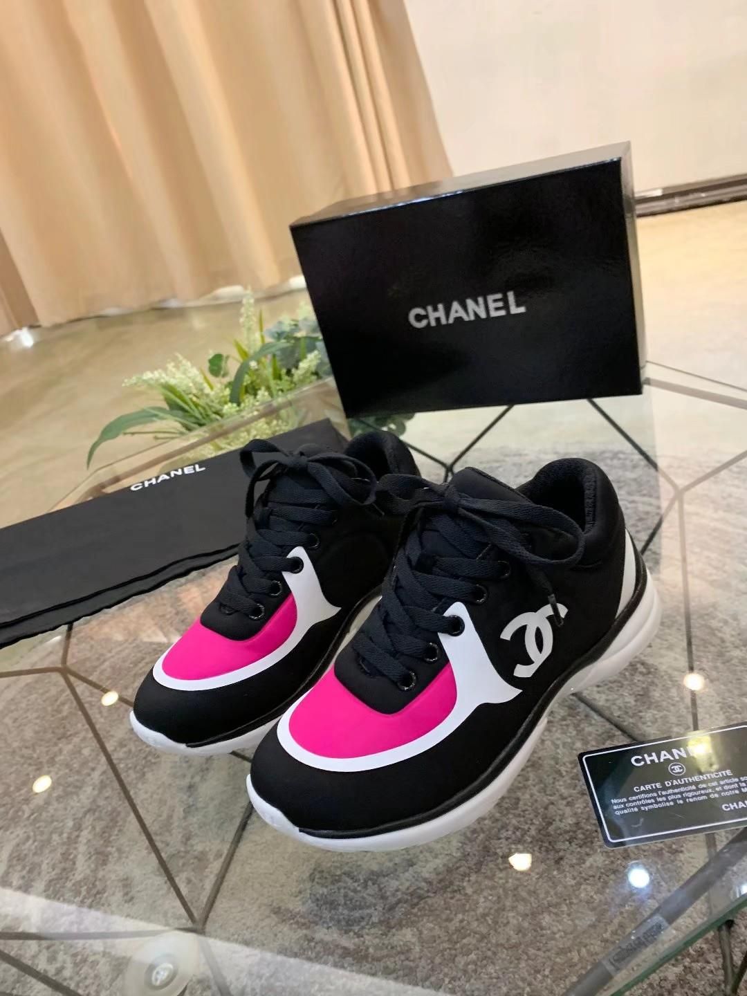 CHANEL Low cut dad shoes with thick soles and raised canvas casual sports  shoes  Shopee Malaysia