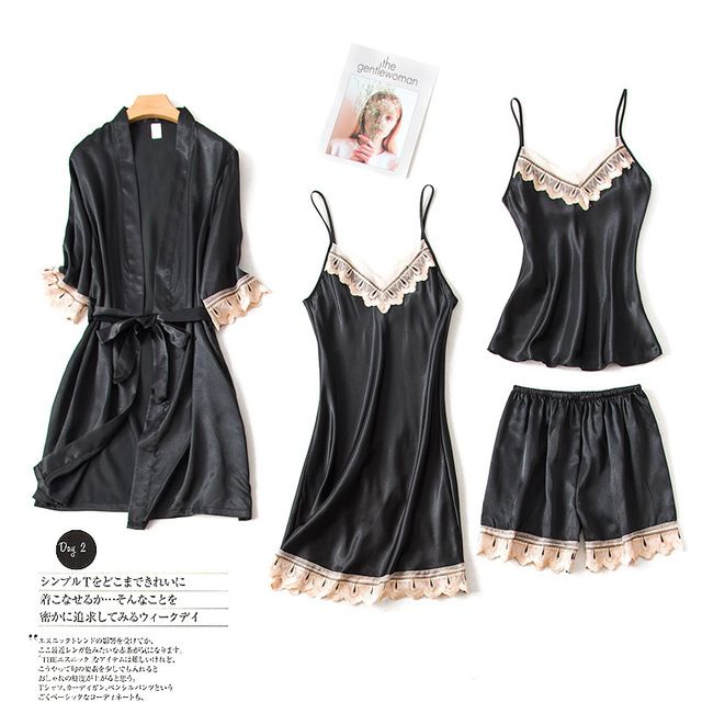 black silk pajama set