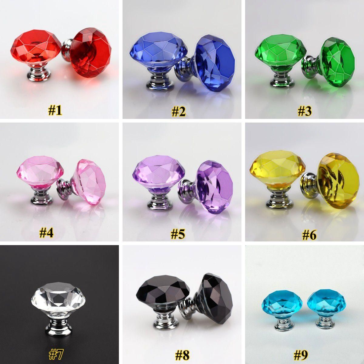 2020 Knob Screw Fashion 30mm Diamond Crystal Glass Door Knobs Drawer