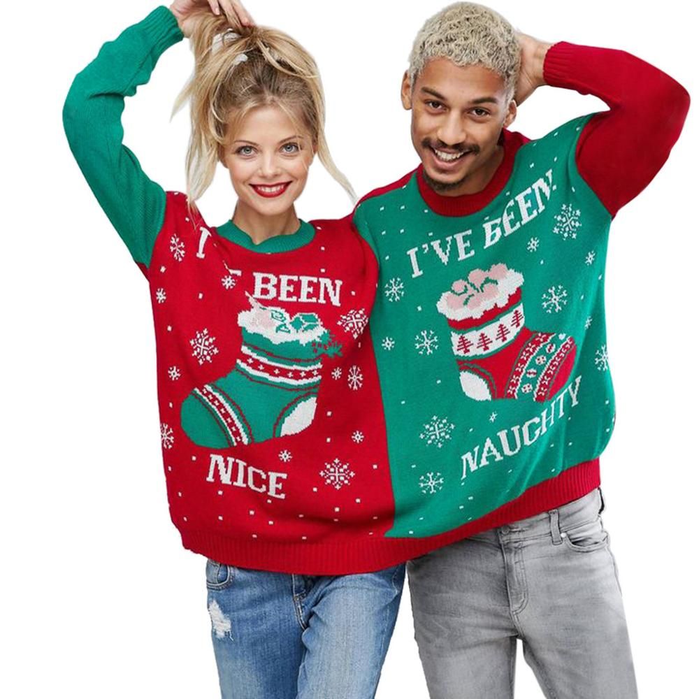 Due persone Un Brutto Maglione Natale COPPIE Pullover Novità Natale blusa top shirt 