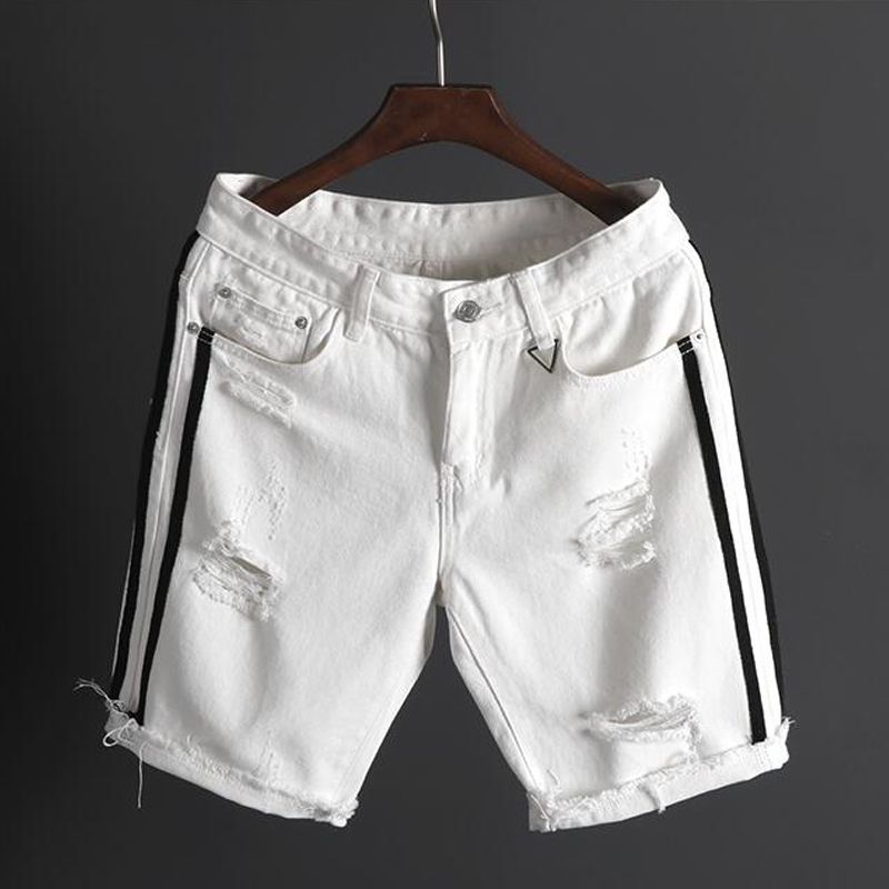 mens white ripped jeans shorts