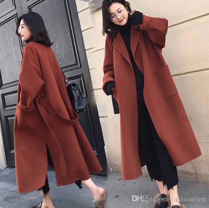 Black Womens Coat With Belt Extra Long 