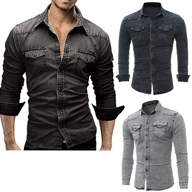 camisas de ganga para homem