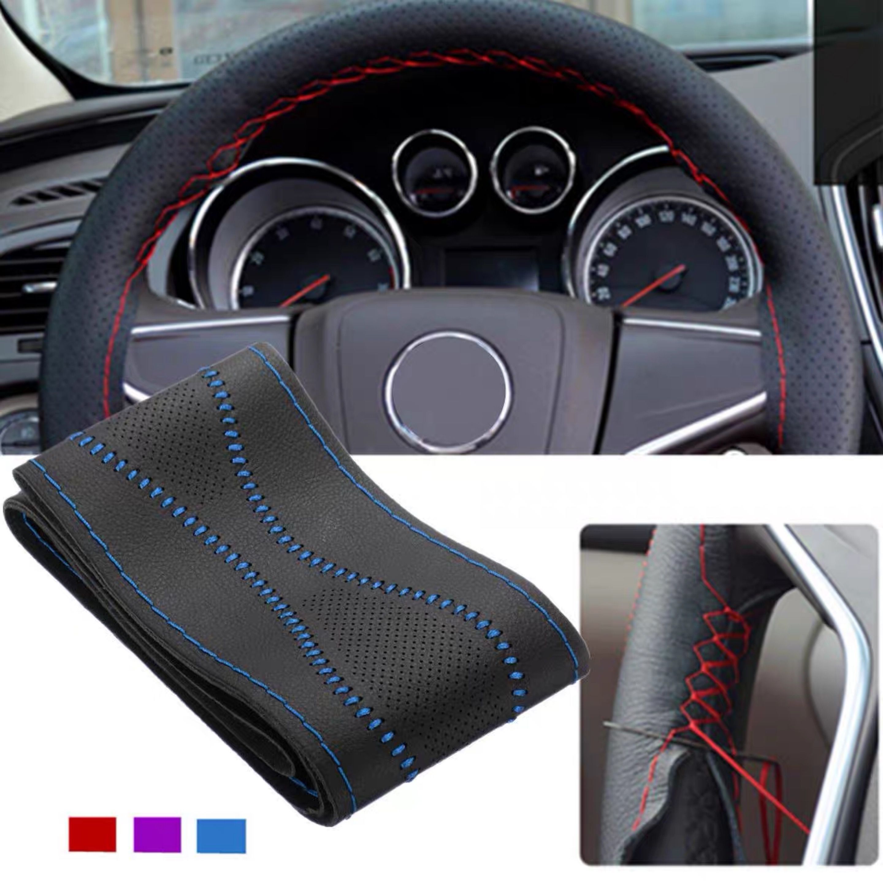 Car DIY Steering Covers Steering Wheel Leather Cover Glove Comfy Foam