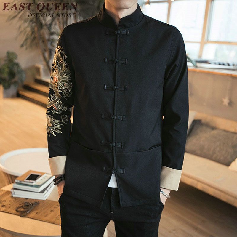 Haodasi Chinese Traditional Mans Long Sleeve Stand Collar Tang Suit Martial Art Jacket Training Clothing National Costume