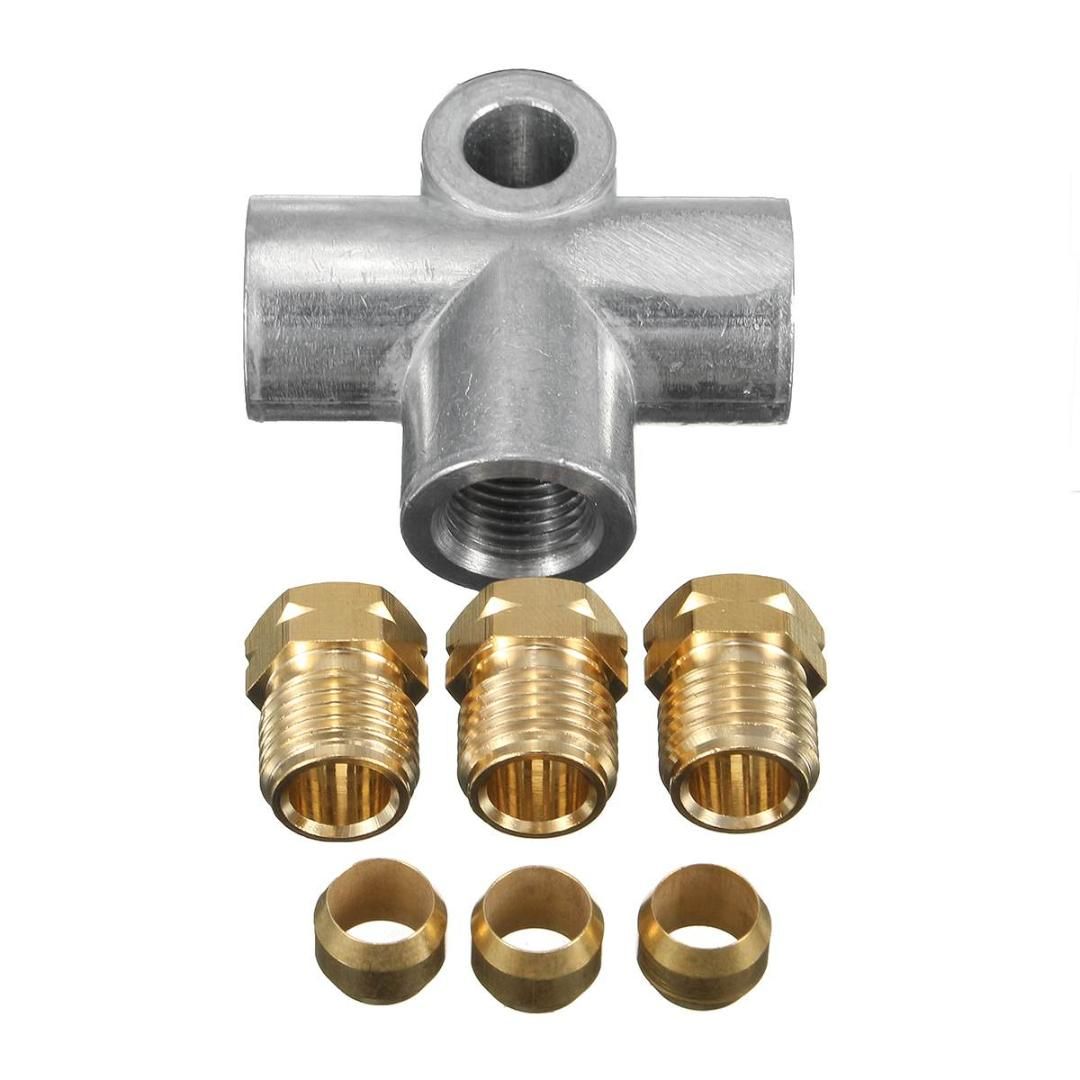 HGY 3 Way T-Shape Brake Tee With 3 Male Nuts Short Union M10 3/16in Pipe 10mm