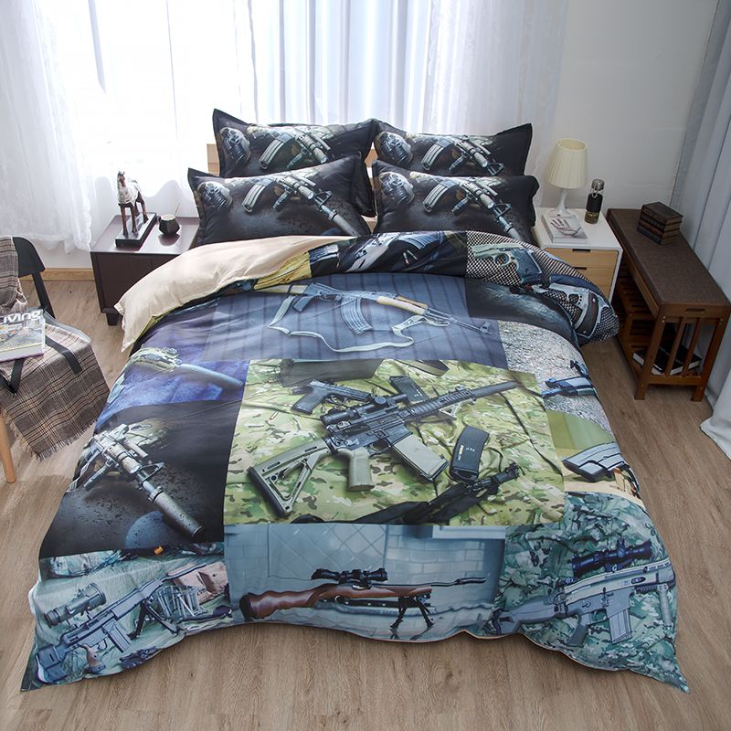 Novelty Gift Cool Military Machine Gun Revolver Print Men Boy